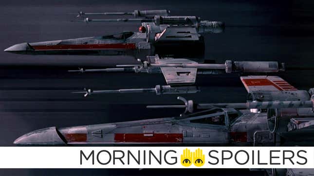 Two X-Wings in Red Squadron livery speed down the Death Star trench, S-Foils locked in attack position.