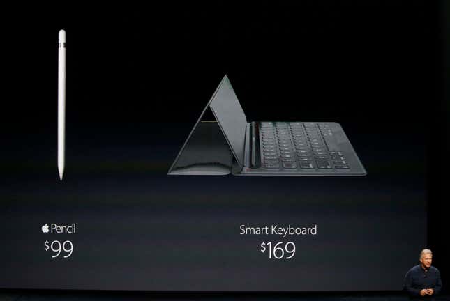 The Apple Pencil and Smart Keyboard.