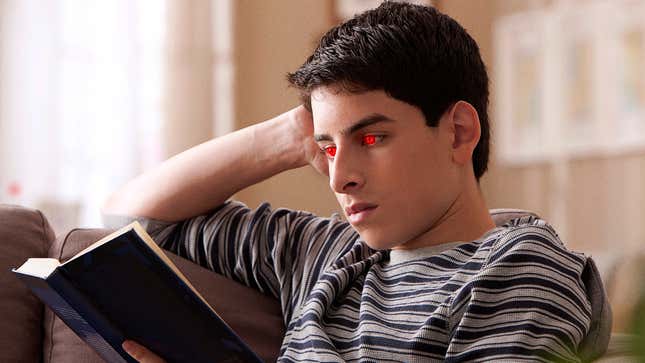 Image for article titled Teen’s Eyes Begin Glowing Red While Reciting Forbidden Knowledge From Book On Critical Race Theory