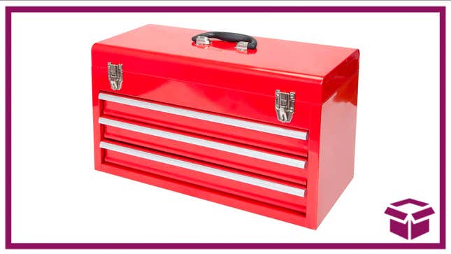 Dad can store all of his tools in this cherry red toolbox. 