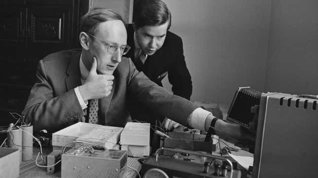 Sinclair at work on his inventions