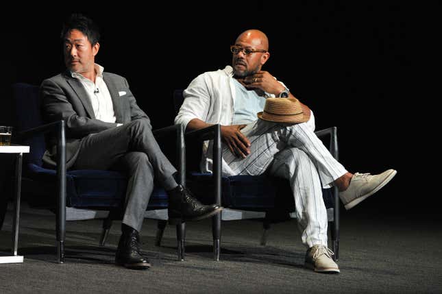 Actors Kenneth Choi and Rockmond Dunbar speak at the FYC Panel for Fox’s “9-1-1&quot; at Saban Media Center on June 4, 2018 in North Hollywood, California. 
