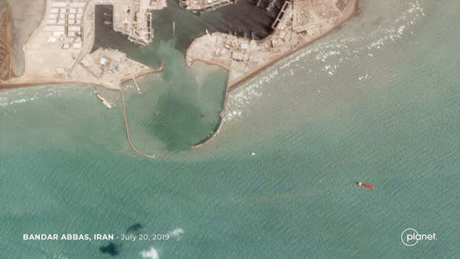 The seized tanker Stena Impero moored outside the Iranian port of Bandar Abbas.