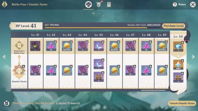 The Genshin Impact battle pass