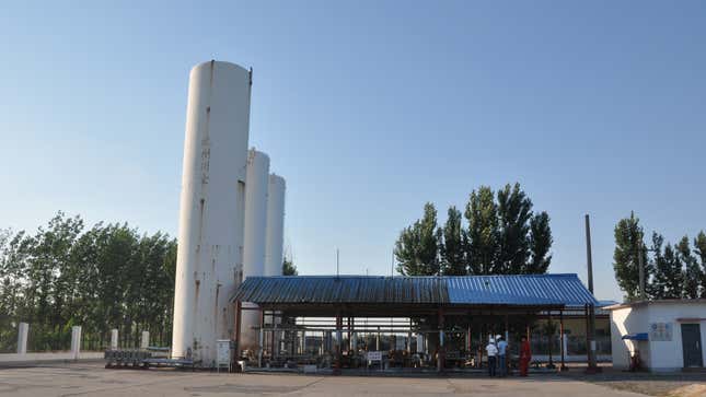 Carbon-dioxide injection site among the fields of Shandong province.