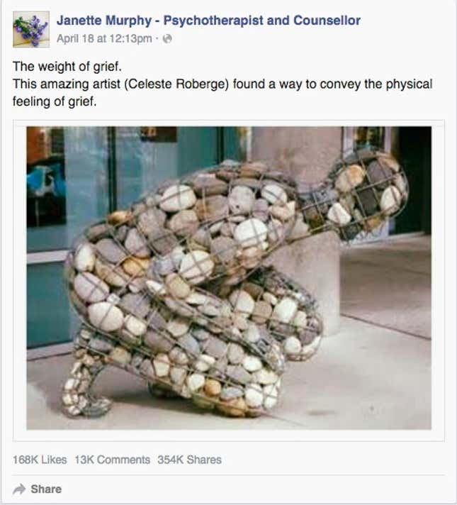 Image for article titled A sculpture that perfectly captures the weight of grief