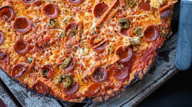 Pepperoni and giardiniera pizza