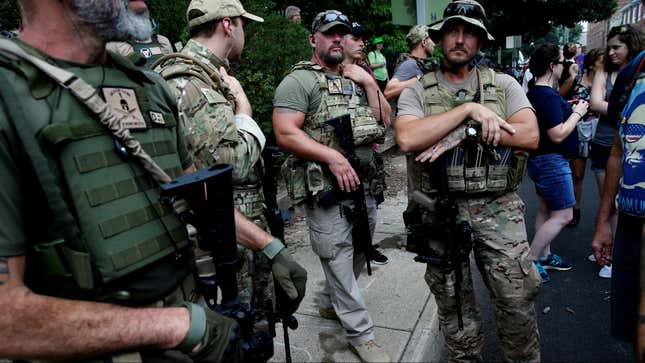 Self-appointed armed guard for the white nationalist demonstrators.
