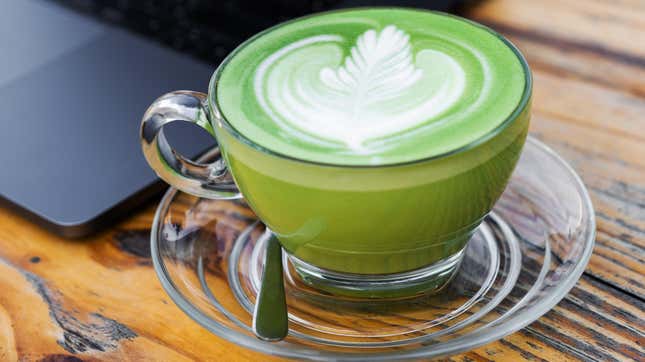 mug of match green tea