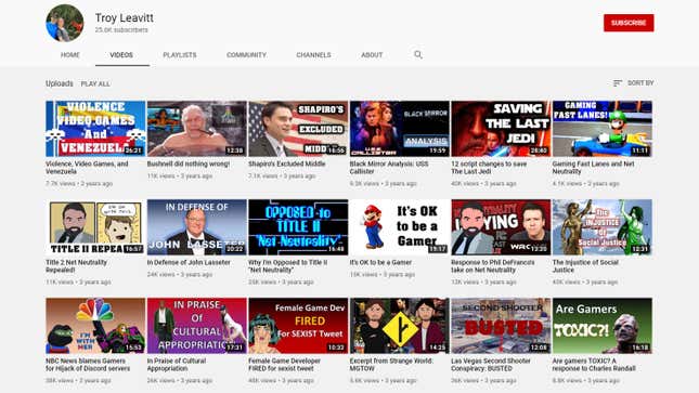 A sampling of Leavitt’s YouTube uploads.