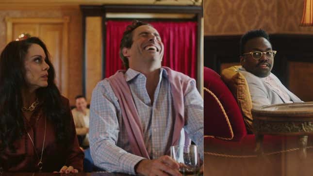 Bunny and Billy scheming at the bar as Lee watches from afar