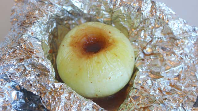 Image for article titled Behold the Simple Comfort of a Butter-Baked Onion