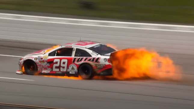 Image for article titled Derrick Lancaster In Stable But Critical Condition After Fiery Crash In ARCA Race