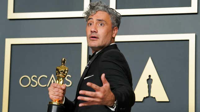 Taika Waititi after winning his Best Adapted Screenplay Oscar for Jojo Rabbit.