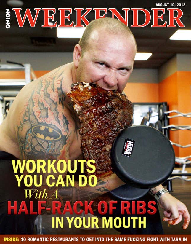 Image for article titled Workouts You Can Do With A Half-Rack Of Ribs In Your Mouth