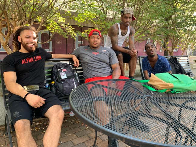(L-R) Dominique James, Michael Young, Jr., Lenny Pradia and Akeem Fountenot on the campus of Texas Southern University on Wednesday, September 11. 