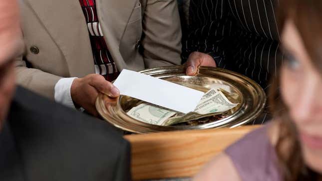Image for article titled Report: Majority Of Money Donated At Church Doesn&#39;t Make It To God