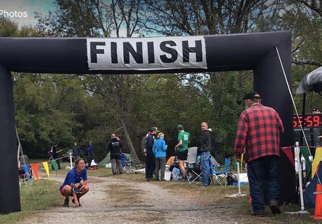 Dauwalter waits alone in the start corral