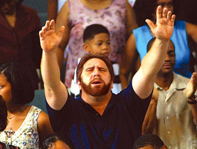 Image for article titled Mega-Churchgoer Hopes To Appear Devout On Jumbotron