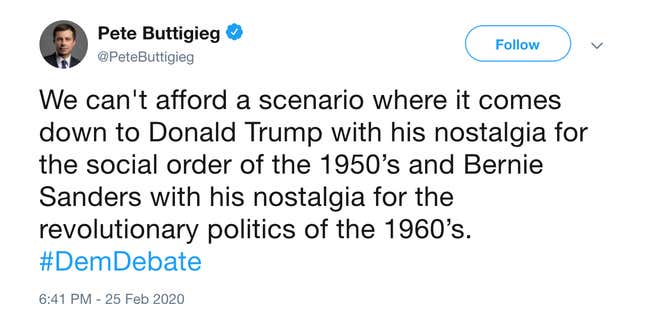 Image for article titled Pete Buttigieg Deletes Tweet Slamming Bernie Sanders and 'Revolutionary Politics' of 1960s