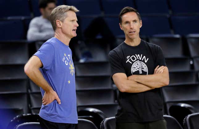 Like Steve Kerr (l.) before him, Steve Nash got an NBA head coach job with no head coaching experience.