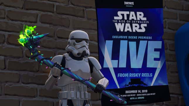 Image for article titled A New Scene From Star Wars: The Rise Of Skywalker Is Premiering Next Week At Fortnite&#39;s Drive-In Theater