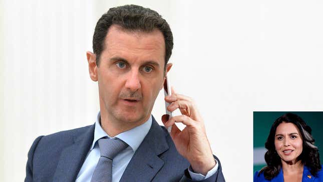 Image for article titled Assad Starting To Feel Like Friendship With Tulsi Gabbard One-Sided After She Calls Just To Complain About The Election Again