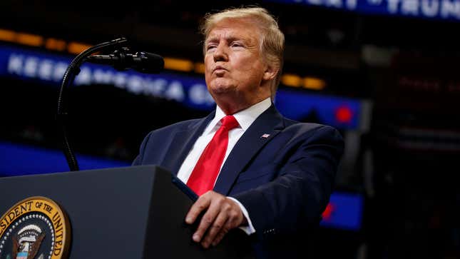 President Donald Trump holds a neo-fascist rally in Orlando, Florida on June 18, 2019