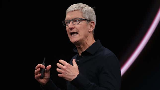 Apple CEO Tim Cook at the Worldwide Developer Conference (WWDC) in San Jose, California on June 3, 2019
