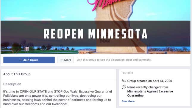 Image for article titled Pro-Gun Activists Are Behind Some of Facebook's Biggest Anti-Quarantine Groups