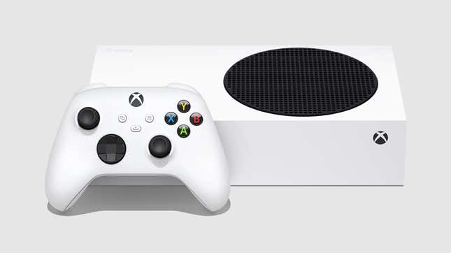 a photo of the xbox series s on its side