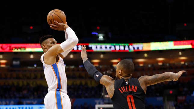 Image for article titled The Blazers Really Want Russell Westbrook To Keep Shooting