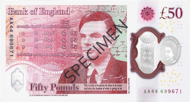 Imagen para el artículo titulado El nuevo billete dedicado a Alan Turing esconde doce acertijos diseñados por los servicios de inteligencia