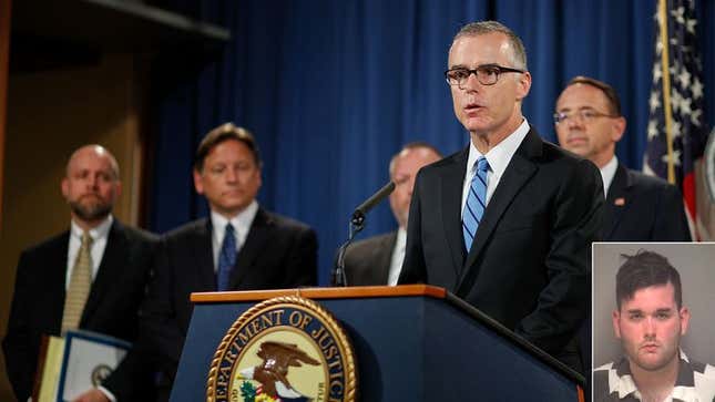 Image for article titled Charlottesville Suspect Might Have Received Tacit Support From High-Level Government Figure