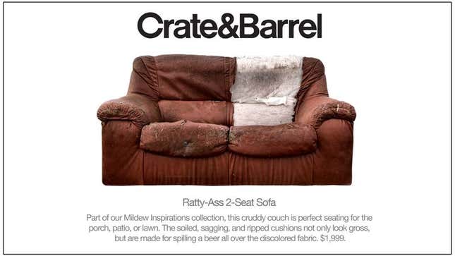 Image for article titled Crate &amp; Barrel Introduces Line Of Disgusting Couches You Can Put On Your Porch