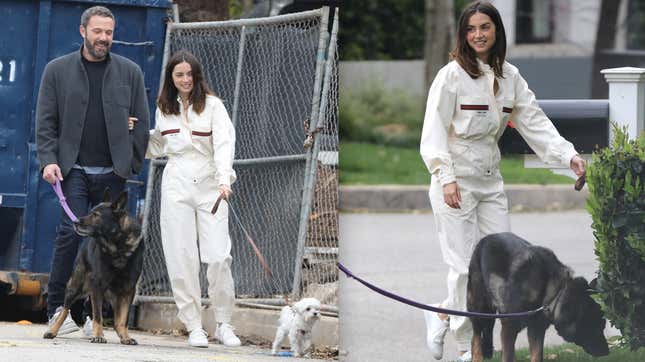 Image for article titled Ana de Armas Took Her Very Good $2,600 Ivory Gucci Jumpsuit for a Walk