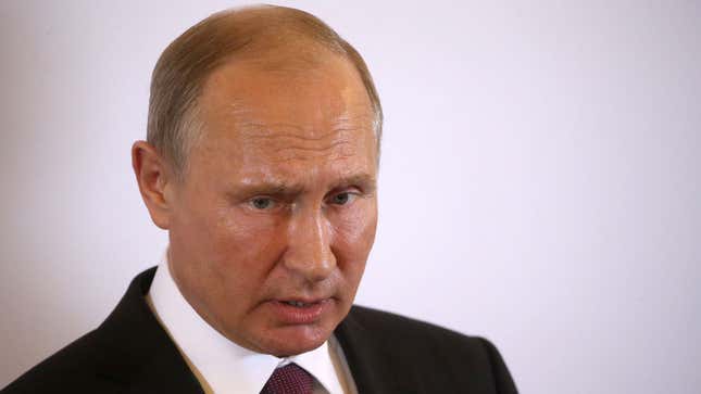 Image for article titled Shocked Vladimir Putin Slowly Realizing He Didn’t Conspire With Trump Campaign
