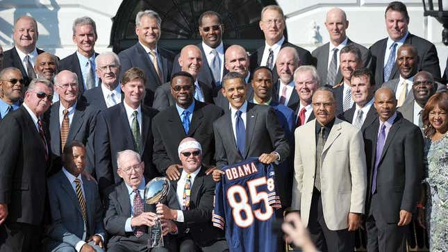 Image for article titled &#39;85 Bears Visit To White House Marred By Former Players Tracking Dog Shit Everywhere