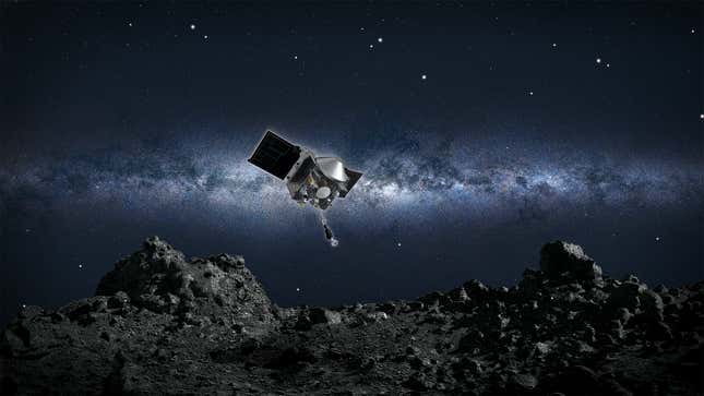 Conceptual image of OSIRIS-REx, currently at asteroid Bennu.