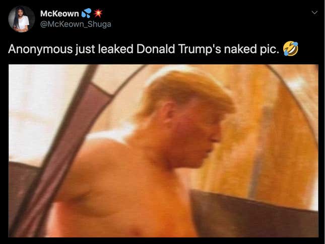 Imagen para el artículo titulado La foto de Trump desnudo que supuestamente publicó Anonymous es una vieja obra artística