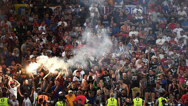 Image for article titled Oh Good, Sound Of Explosion At Soccer Stadium Was Just Fan With Enormous Flare Gun
