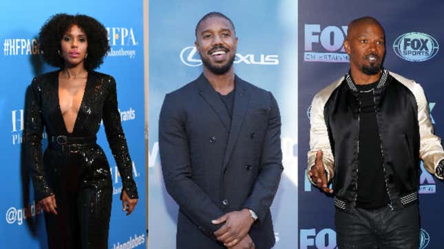 Kerry Washington (left) on July 31, 2019 in Beverly Hills, Ca.; Michael B. Jordan on August 06, 2019 in Los Angeles, Ca.; Jaime Foxx on May 13, 2019 in New York City. 