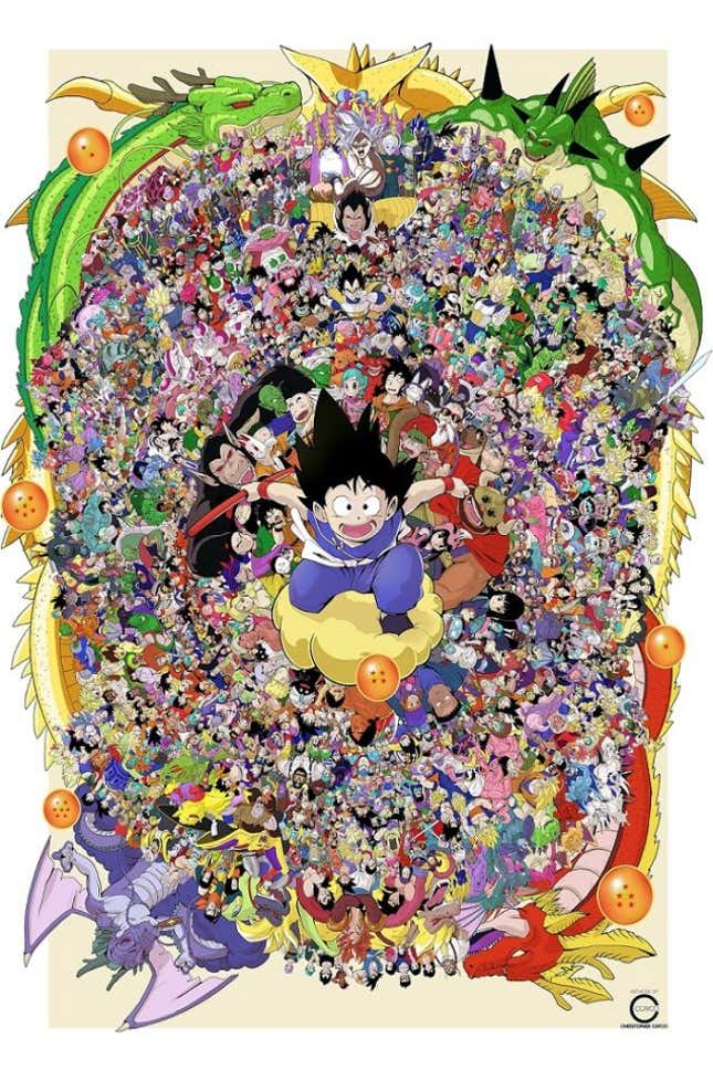 Imagen para el artículo titulado Todos (sí, todos) los personajes de Dragon Ball en una sola imagen
