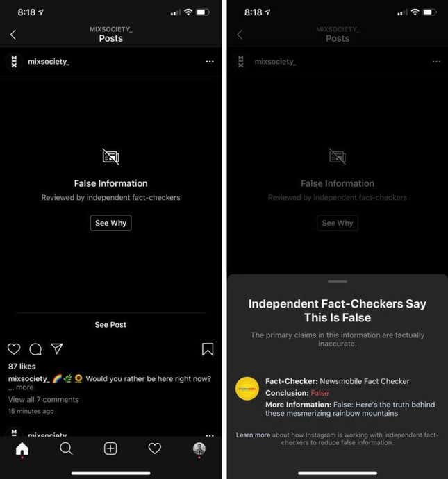 Imagen para el artículo titulado Instagram está empezando a ocultar imágenes con Photoshop o retoques fotográficos