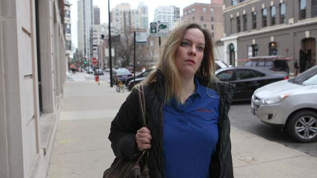 Image for article titled Impossible To Tell If Frazzled Woman In Walgreens Uniform Going To Or Coming From Work