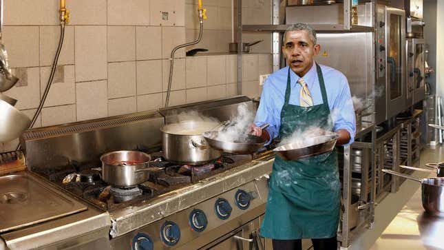 Image for article titled Obama Scrambling Around White House Kitchen Before State Dinner