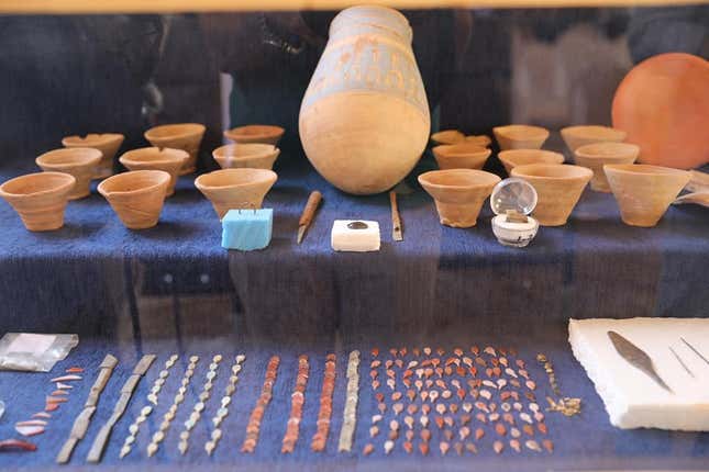 An assortment of artifacts found in Luxor.