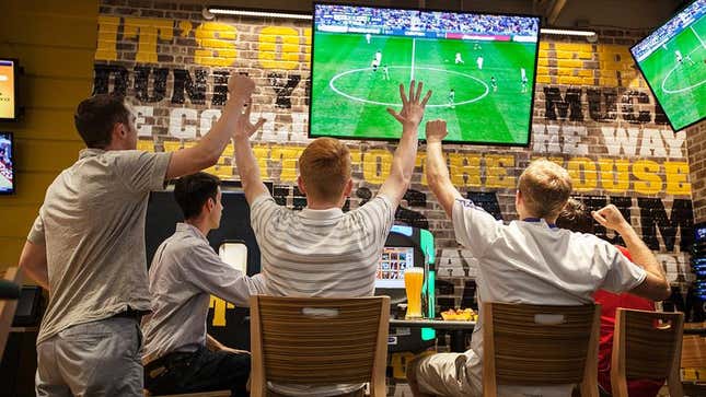 Image for article titled Man Invites Friends To Bar To Watch Game, Interact Fleetingly During Commercial Breaks