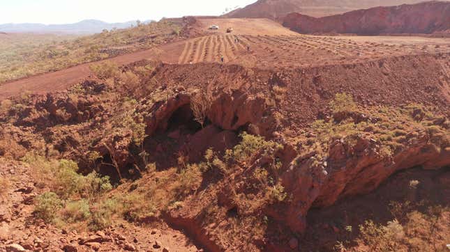 The Juukan rock shelters as they appeared on May 15, nine days before they were destroyed.