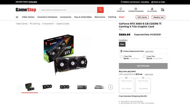 graphics card gamestop